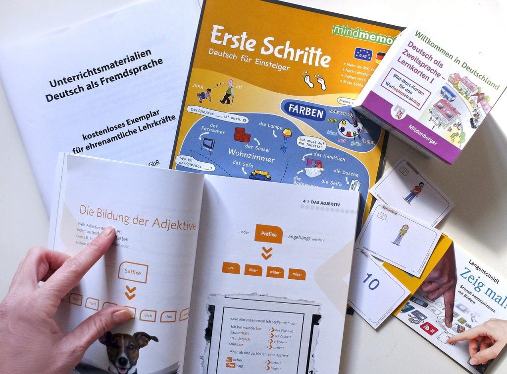 Libros y cuadernos para aprender alemán