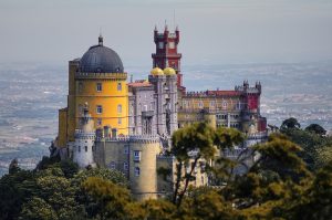 Vista aérea del castillo de Sintra en Portugal