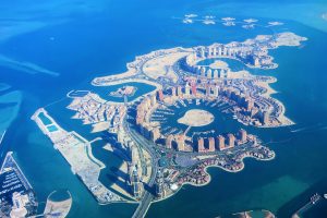 Vista aérea de islas artificiales de Qatar